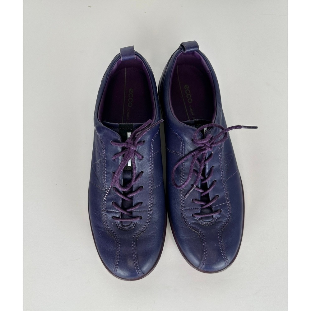ECCO Danish Design Women Purple Leather Lace Up Sneakers Sz 39 US 8.5 Minimalist